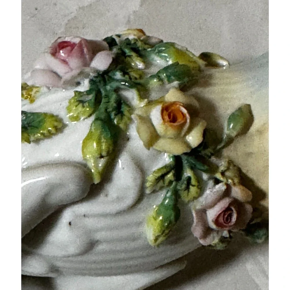 Antique Dresden-style porcelain hand-shaped figural vase